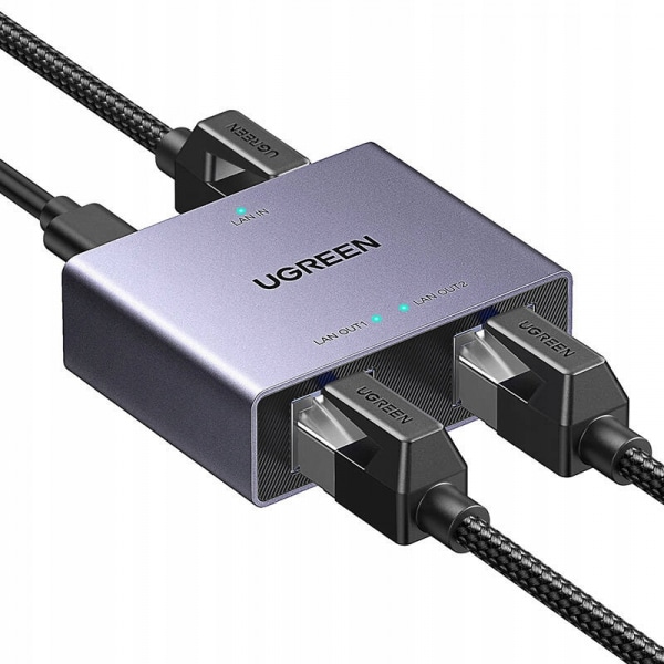 Ugreen Ethernet Splitter 1 σε 2 Gigabit 1000Mbps με Τροφοδοσία USB-C, Αλουμινίου