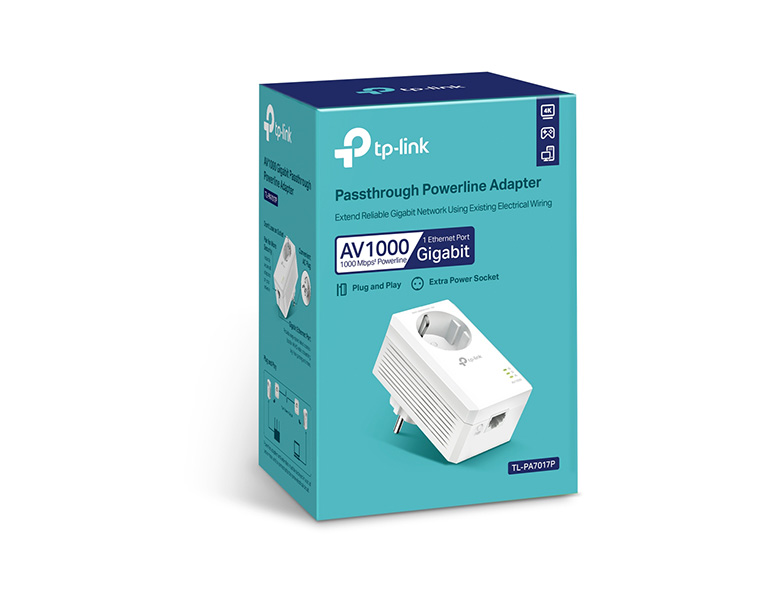 TP-LINK TL-PA7017P V4 AV1000 Gigabit Passthrough Powerline Adapter