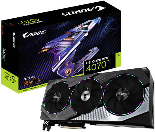 GIGABYTE AORUS GeForce RTX™ 4070 Ti ELITE Graphics Card, 12GB GDDR6X 192 bit Memory, 7680 CUDA Cores, 2655 MHz Core Clock, 21 Gbps Memory Clock, PCI-E 4.0, HDMI, DP | GV-N407TAORUS E-12GD